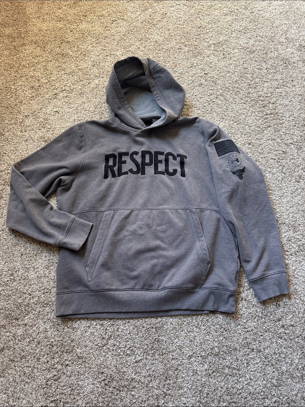 Under Armour Gray 'RESPECT' Pullover Hoodie L